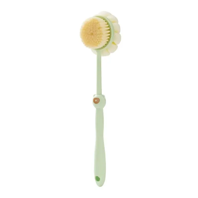 Zweiseitige Dusch-Körperbürste, Silikon, langer Griff, Badezimmer-Waschbürste, Bademassage, Rücken, Körper, Peeling-Bürste, Badezubehör: Grün