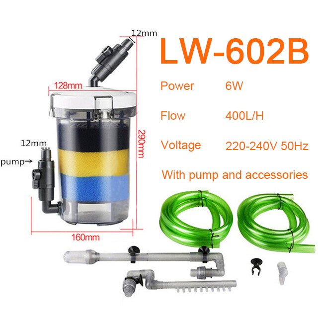 sunsun pre-filter biochemical fish tank filter barrel ultra-quiet transparent external aquarium filter bucket: LW-602B / EU Plug