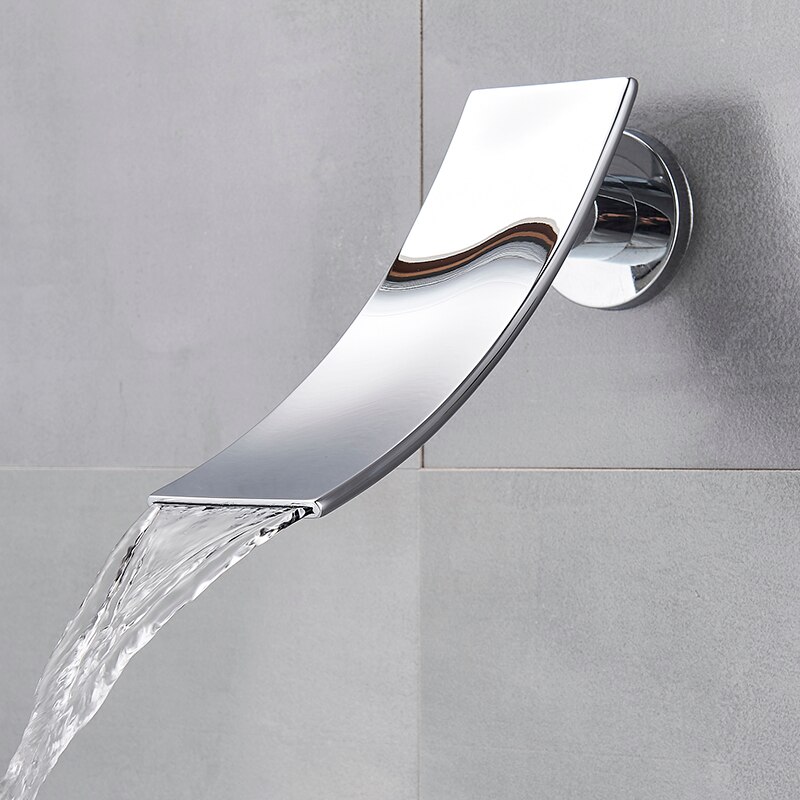 ULGKSD Chrome Brushed Nickel Washing Faucet Black Brass Tub Faucet Bathroom Accessories Wall Mounted Waterfull Water
