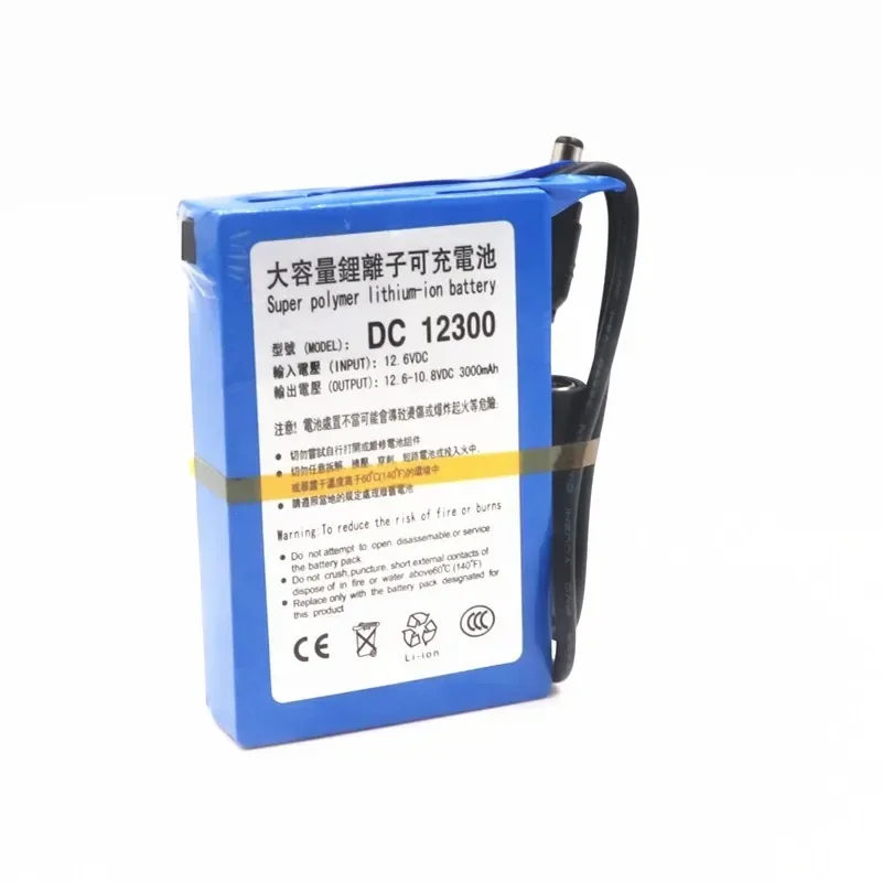 100% DC 12V 3000mAh Li-ion DC12300 Super Rechargeable Battery Pack with Plug for CCTV Camera Batteries Baterias Bateria