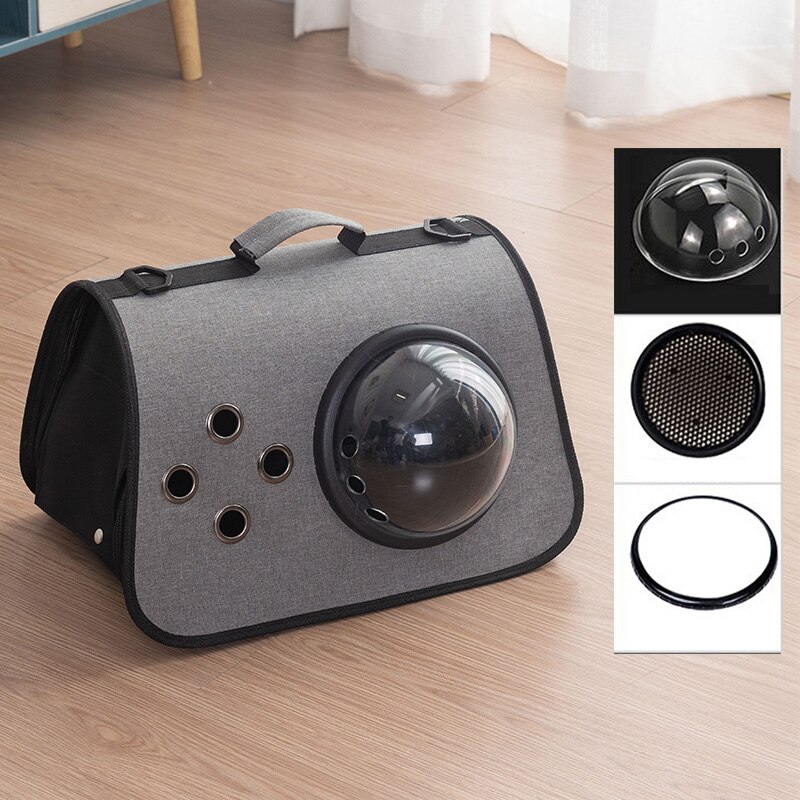 Cat bag go out carrying bag pet bag cat diagonally portable cat cage cat school bag space capsule cat backpack supplies: Gray