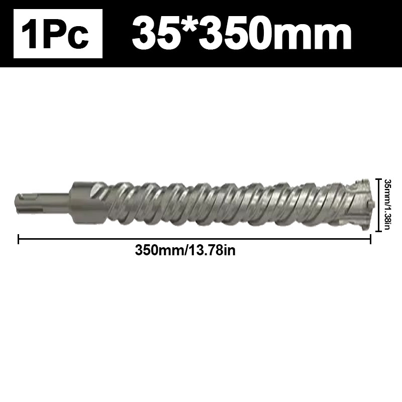 8-32mm Concrete Drill Bit 350mm Length Cross SDS Plus Slot Masonry Hammer Impact Drill Bit for Drilling Hole in Walls and Stones: Brown