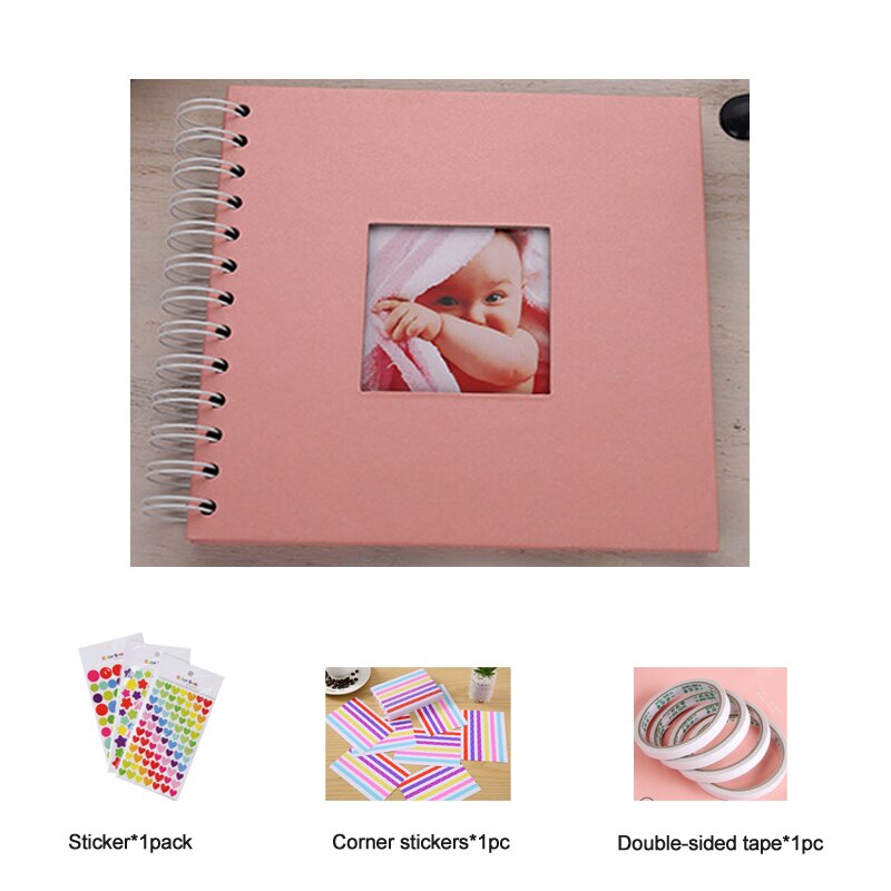20 Pages Wedding/Baby DIY Photo Album Anniversary Scrapbook Blank Photo Album Cover Kraft Album For Photos For Kids Case Binding: Pink
