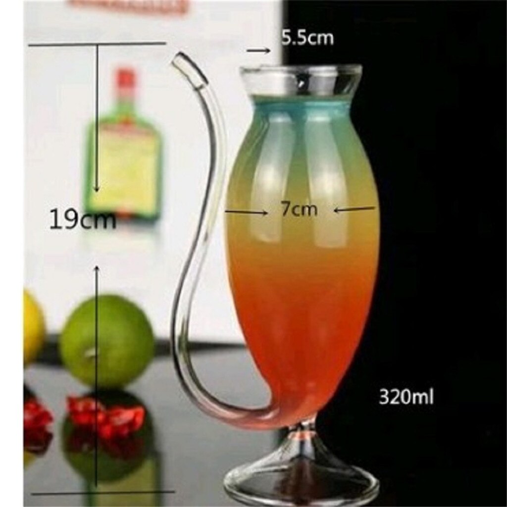 Red Wine Glass Cups Whiskey Glass Heat Resistant Glass Sucking Juice Milk CupsTea Wine Cups With Drinking Tube Straw