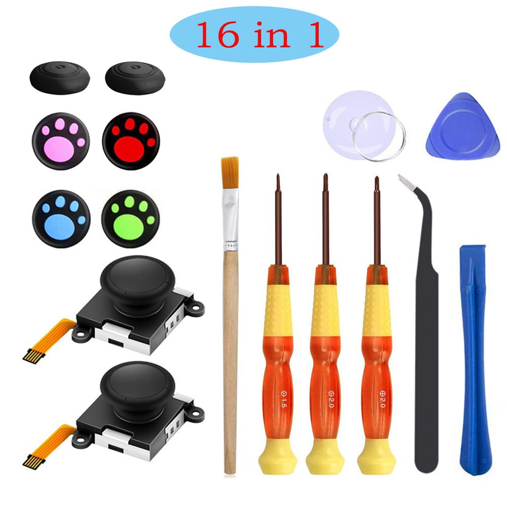 3D Analog Thumb Stick for Nintend Switch NS JoyCon Joystick Caps Replacement Repair Parts Mod Kit for JoyCon Switch Controller: 16 IN 1