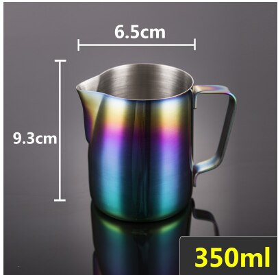 Milk Frothing Pitcher Stainless Steel, Rainbow Color Custom Coffee Mugs, Milk Steaming Frother for Espresso Machines: rainbow 350ml