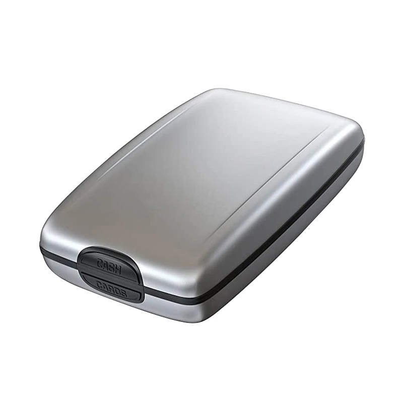 Bank Kaarthouder Blocking Hard Case Wallet Solid Credit Card Anti Scanning Bescherming Credit Kaarthouder Rfid Coin portemonnee: GRIJS