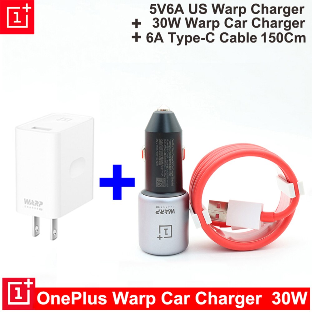 Original Oneplus 30W Warp Charge Car Charger Output 5V6A Max For Oneplus 7 Pro Normal QC For Oneplus 3/3T/5/5T/6/6T/7/Pro/8/8T..: US Car Cable 150Cm