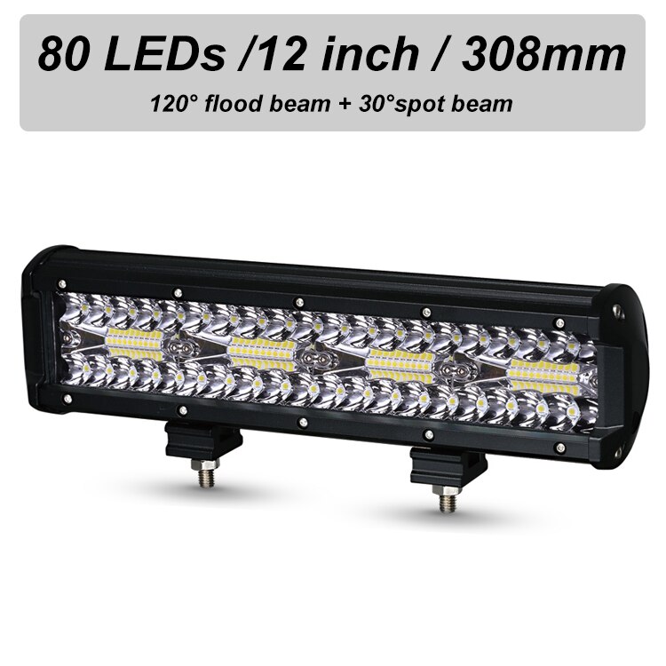 Nlpearl 3- rad led bar 4-20 tommer led lys bar/arbeidslys for bil traktor båt offroad 4 x 4 lastebil atv 12v 24v arbeidslampe frontlykt: 1 stk -240w-80 led