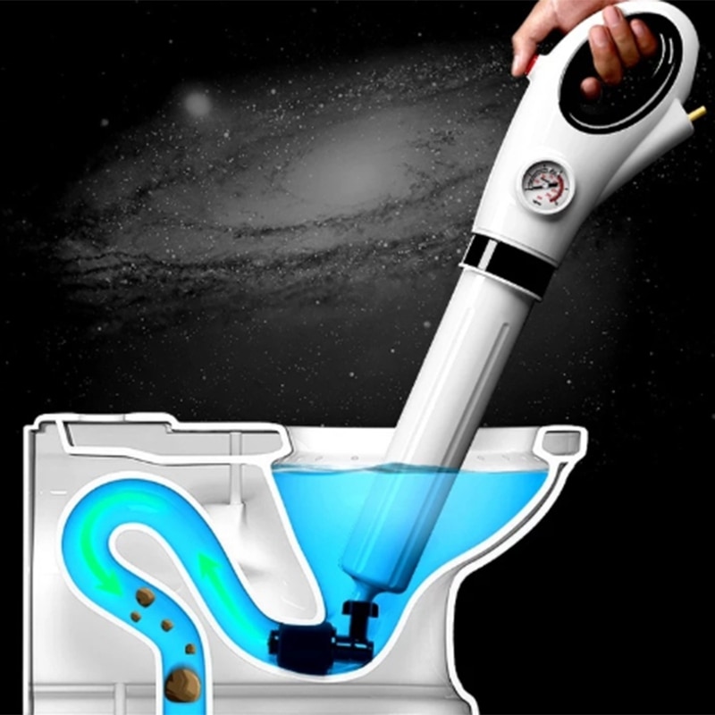 High Pressure Air Drain Blaster Drain Clog Dredge Tools Sewer Dredger Powerful Toilet Plunger Auger Cleaner for Bathroom Kit