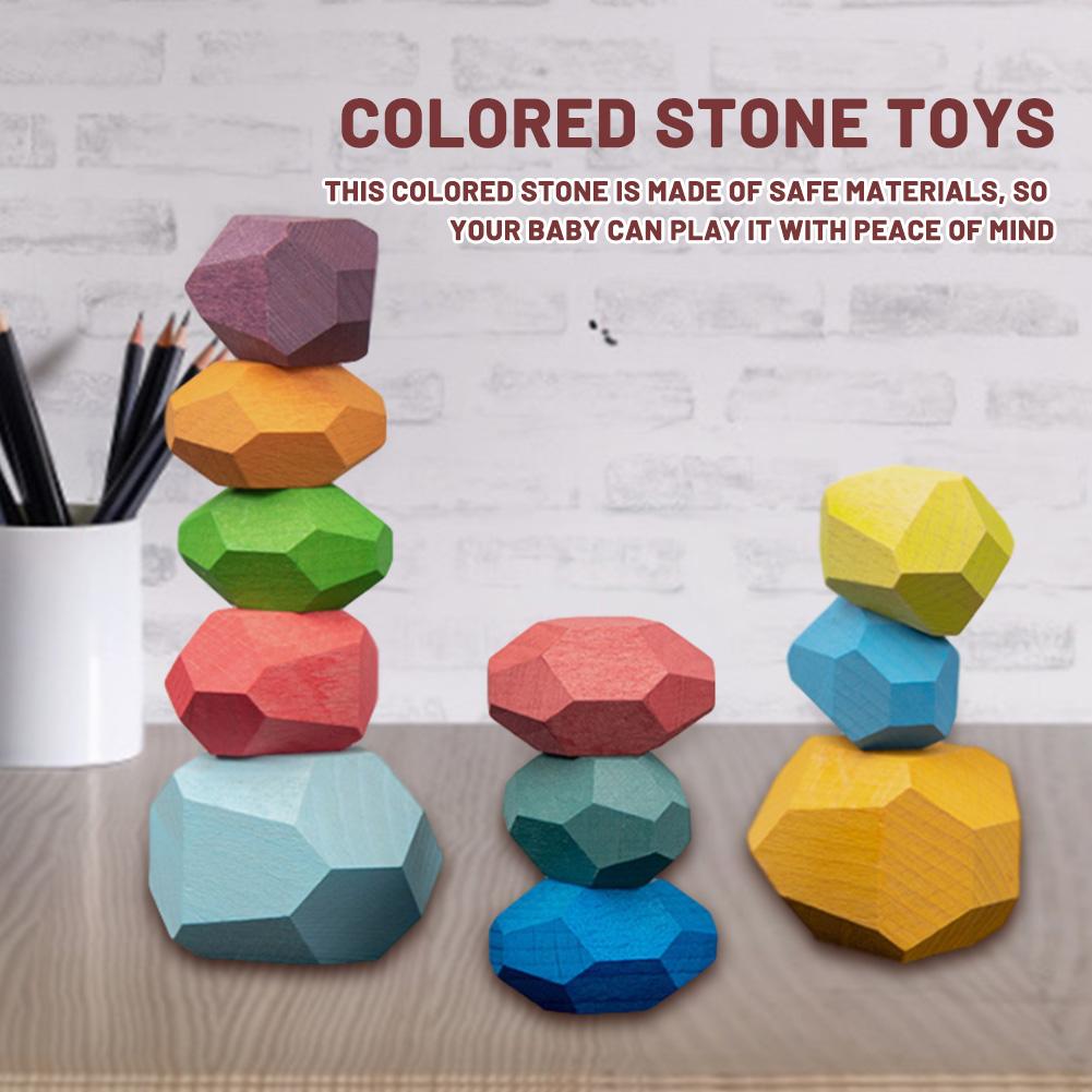 Colored Wooden Stone Ornaments Educational Toys For Babies Sensory Learning Toys Can Help Develop Baby's Hand-eye Coordination