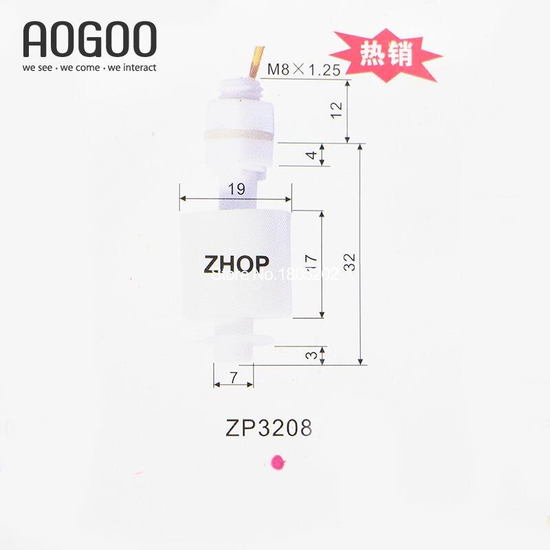 10Pcs/lot M8*32mm ZP3208 220V Normal Closed Mini Type Poly Propy Water Level Liquid Sensor Float Switch