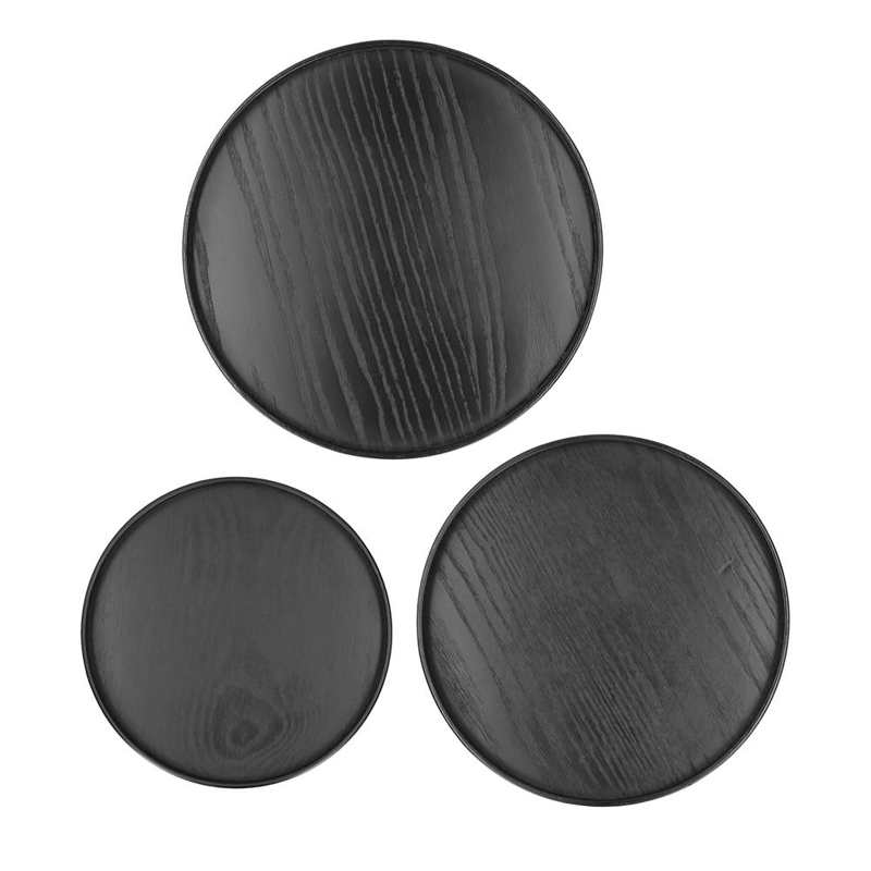 Wood Tea Tray Restaurant Trays Round Serving Tray for Home for Kitchen