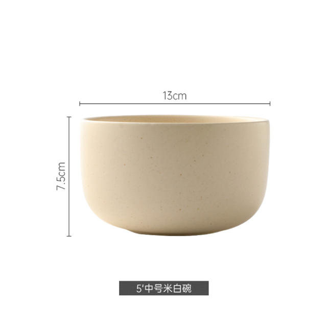 Bandeja de cubiertos de Color sólido, placa de cerámica, utensilios de cocina, juego de vajilla, decoración de pared, cuenco doméstico: 5in White Rice Bowl