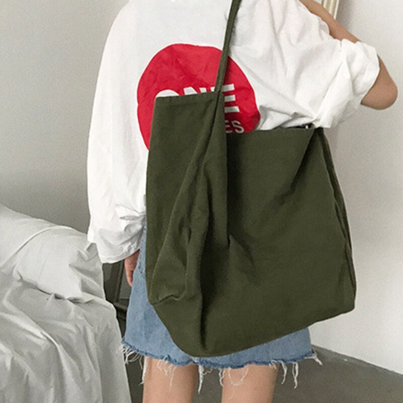 Lærredshåndtaske enkelt bomuldsstof stor kapacitet tote taske til kvinder mænd genanvendelig indkøbstaske shopper: Bg4433gr