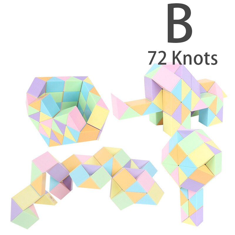 3D Magie Schlange Herrscher Dekompression Spielzeug Antistress-Cube Twist Schlange Wandelbare Pädagogisches Puzzle Spielzeug Für Kinder Autismus Leichtigkeit: B 72 Knots