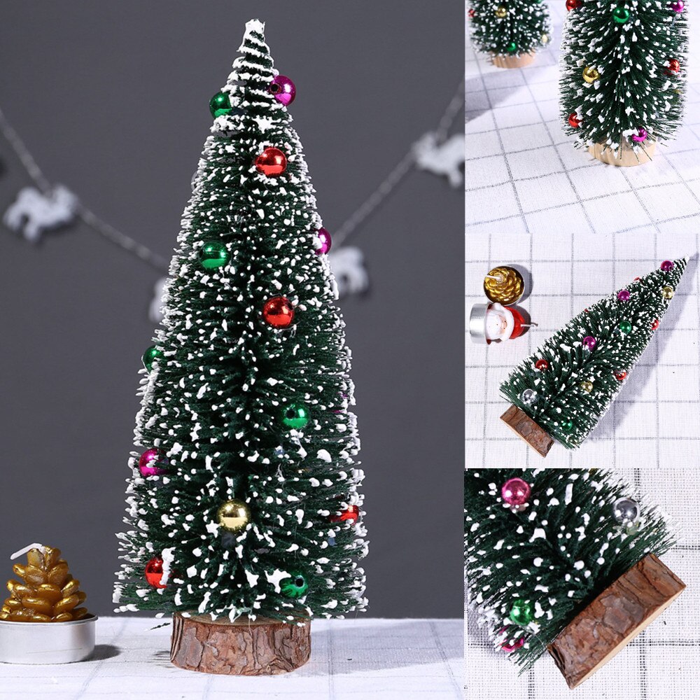 Christmas Tree Mini Pine Tree With Wood Base DIY Crafts Home Table Top Decor Рождество
