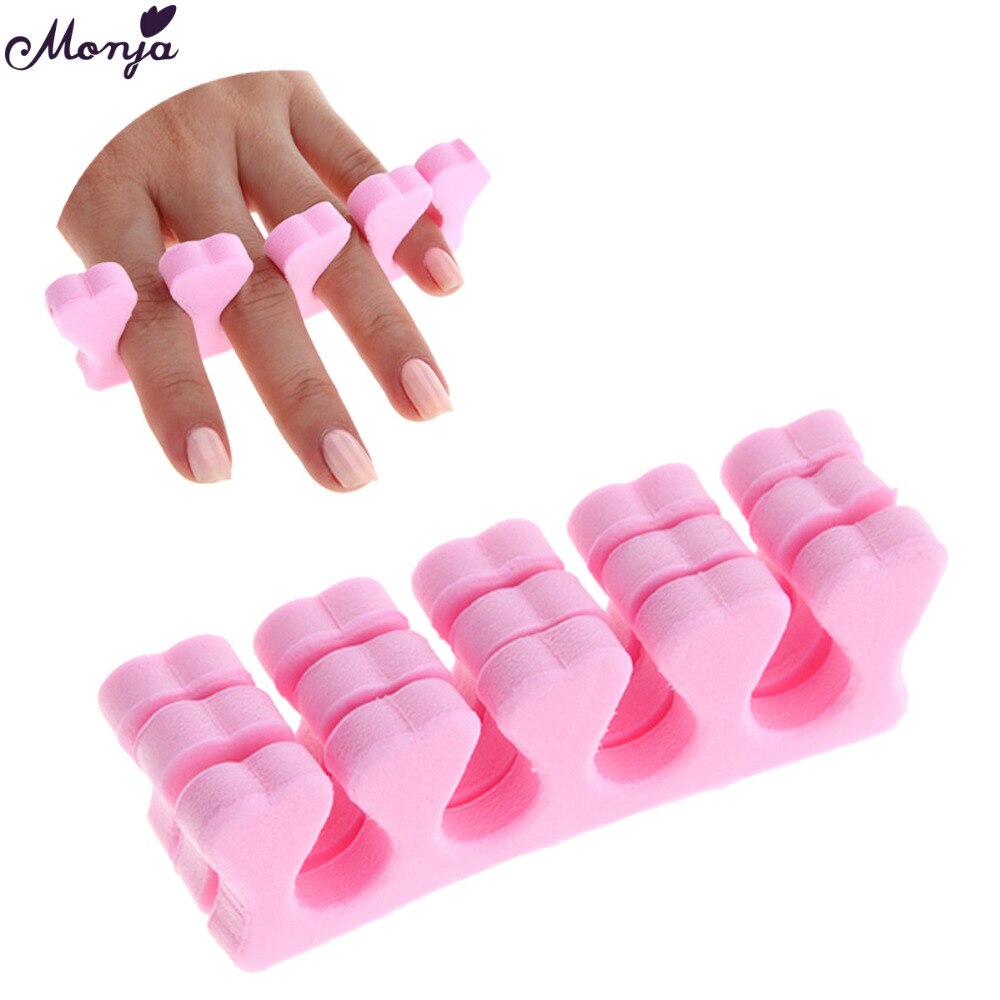 Monja 50 unidades/pacote cor aleatória arte do prego dedos separadores de dedo esponja macia uv gel polonês beleza manicure pedicure ferramenta