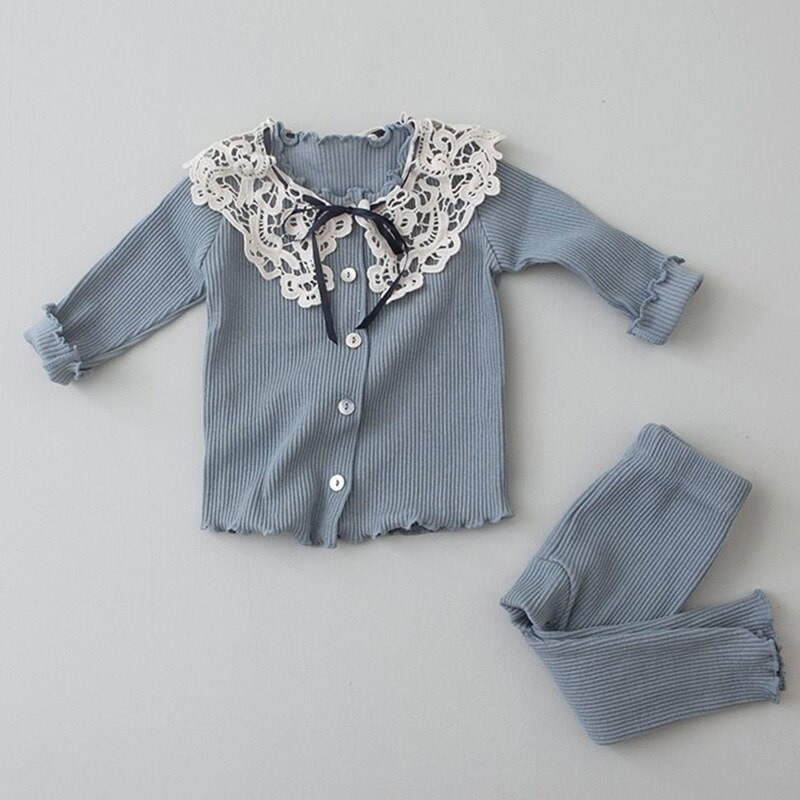 Høst 2 stk/sett spedbarn jenter strikket genser med bukse klær nyfødt baby jente bomull cardigan klær prinsesse 24m: Rosa / 12m