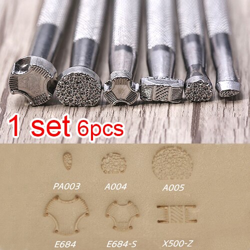 DIY Alloy Leather Printing Tool Working Saddle Making Tools Craft Stamps Set Carving for Leathers: 1 set 6pcs