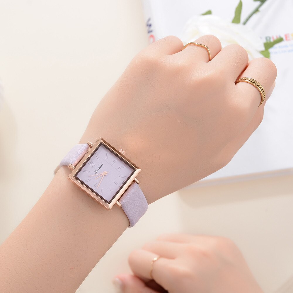 Topp merke firkantet kvinner armbånd klokke kontrahert lær krystall armbåndsur kvinner kjole dame kvarts klokke dropshiping &ff
