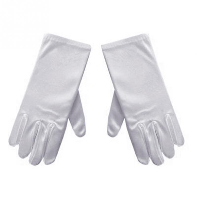 1pair Kid Gloves White Etiquette Gloves Short Satin Feel Boy Hold Flower Girl Performance Dance Elastic Gloves