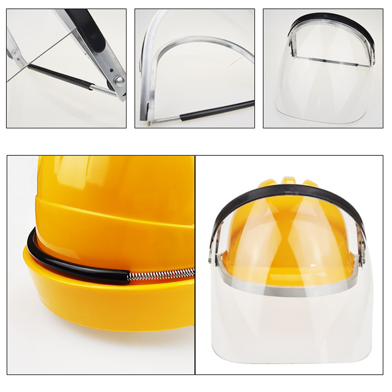 Veiligheid Helm Gezicht Scherm Transparante Elektrische Lassen Gepolijst Anti-Splash Volledige Bescherming Gezicht Harde Hoed Spuiten Maaien Werk