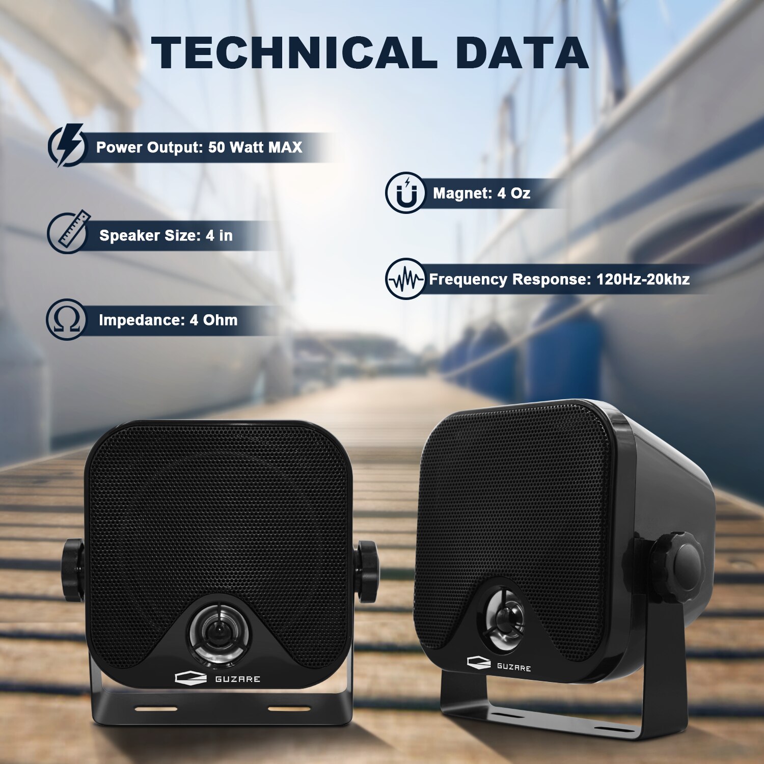 2Pairs 4" Waterproof Marine Boat Speakers Heavy Duty Box Surface Mount Outdoor Speakers For ATV Pool Truck Golf Cart Motorcycle