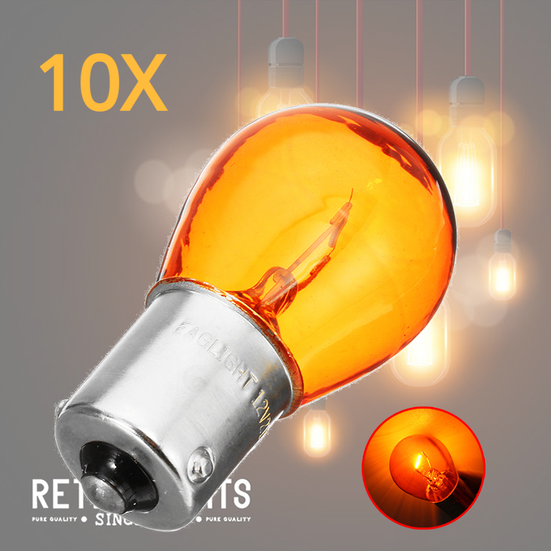10x21w 1156 bau15s py21w Auto Kontroll leuchte Bremse Rück leuchte Standlicht Bernstein gelb Halogenlampe DC12V LED-Lampen