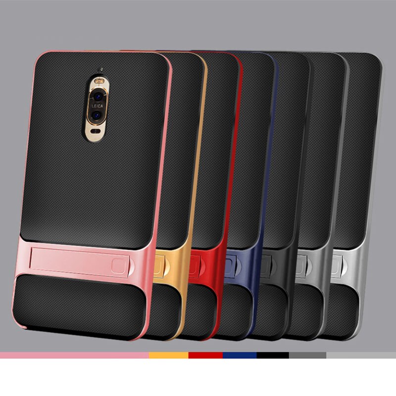 3D Kickstand Luxury Cases for Huawei Mate 9 Pro Cover TPU+PC Silicone 360 Protective Mobile Phone Back Armor Mate9Pro Mate9 9Pro