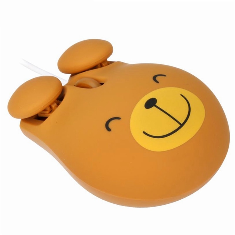 1000 Dpi Wired Optical Gaming Mouse Cute Bear Animal Mouse Usb For Pc Laptop Game Console Brown Plastic