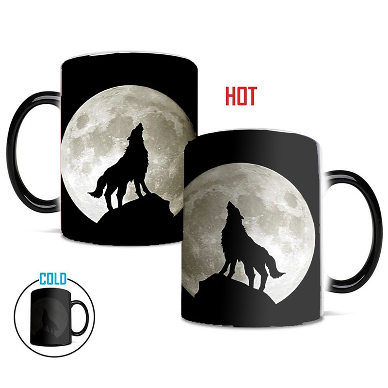 Moon Wolf Temperatuur Veranderende Cup Kleur Veranderende Mokken Creatieve Warmtegevoelige Cup Koffie Thee Melk Mok Novelty