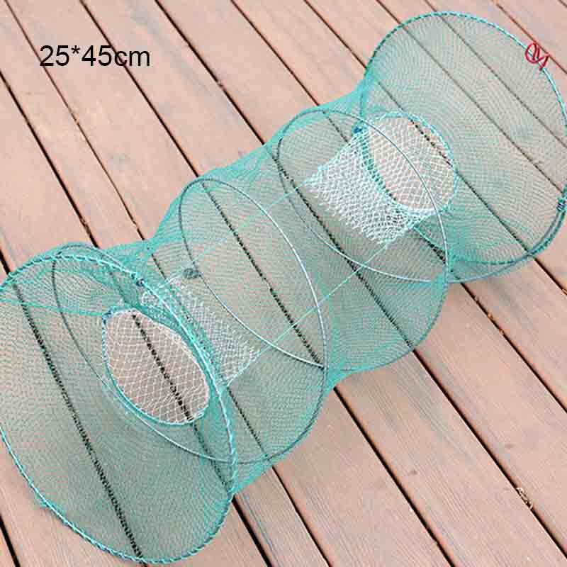Visnet Levende Vis Garnalen Lokken Nylon Netten Zwart/Groen 4 Maten Varieert Vissen Opvouwbare Draagbare Rivierkreeft Catcher Visnetten: Green 25x45cm