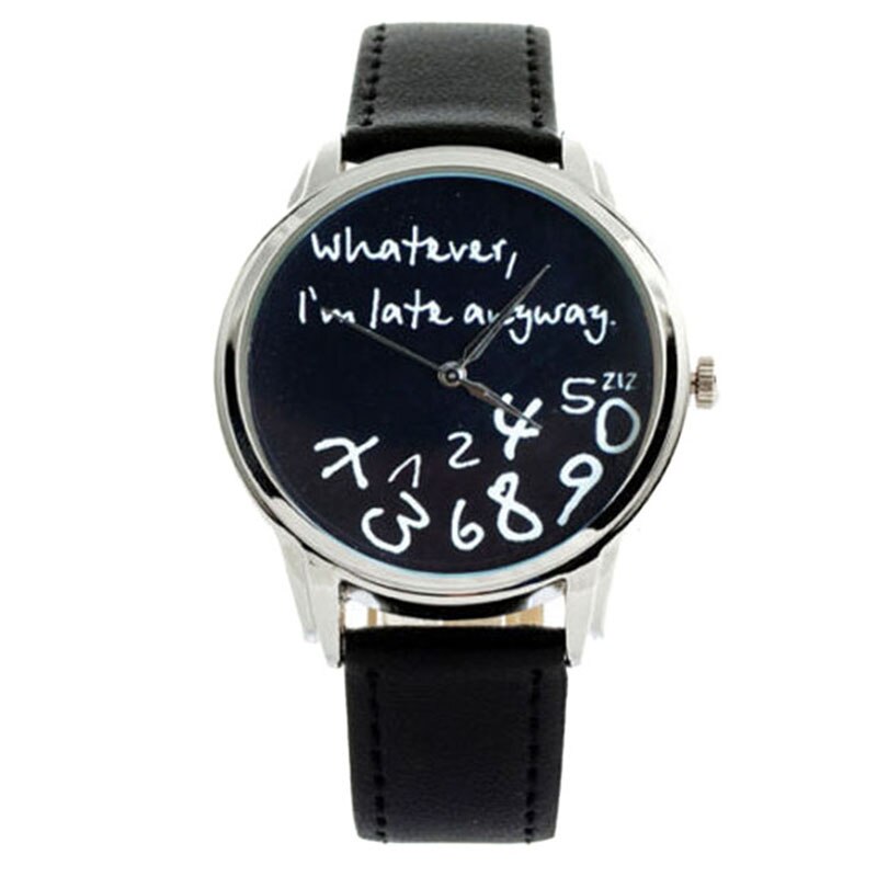 Newly Funny Women Men Analog Quartz Whatever,I'm Late Anyway Letter Wrist Watch Dress Watches Montre Femme#77: A