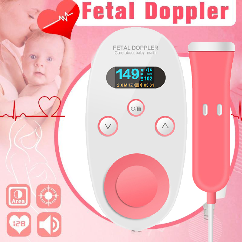 Doppler Fetal Heart rate Monitor Home Pregnancy Baby Fetal Sound Heart Rate Detector OLED Display No Radiation