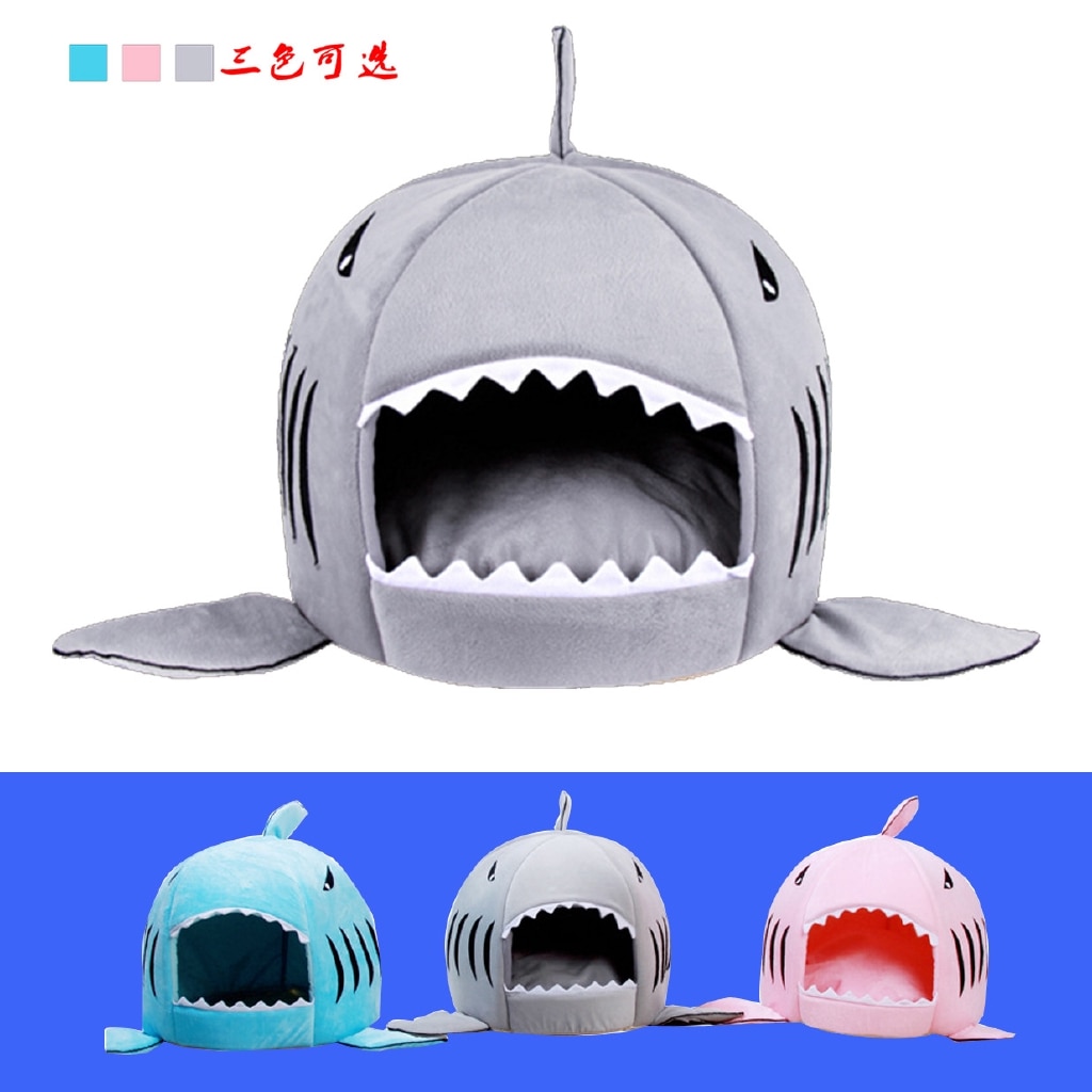 Tiburón mascota perro gato casa perro cama suave viaje mascota sofá cojín perros alfombra gato tienda de algodón para perros pequeños medianos saco de dormir cueva: pink / 42 x42 x42cm