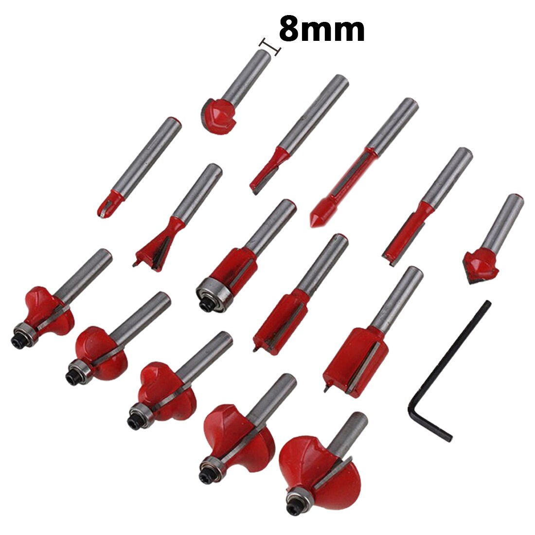 6.35mm/8mm Shank Milling Cutter Machine Set Router Bit for Wood Carbide Mill Woodworking Engraving Milling Cutting Tool 15pc-4pc