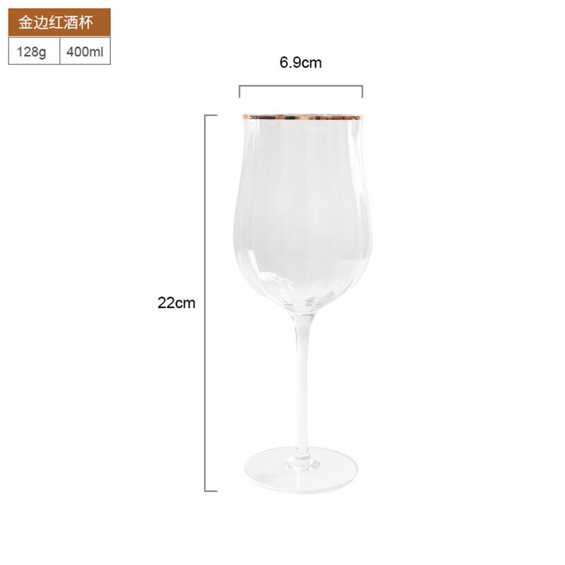Europa vertikal stripe krystall kopp fargerike vinglass gulltråd bryllupsbeger champagne tilbehør til hjemmeinnredning: Gulltråd 400ml