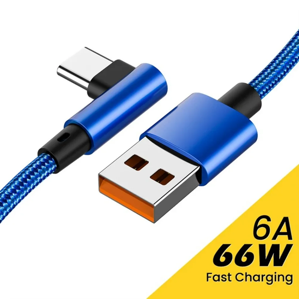 90- graders vinkelkoppling typ-c-kablar 20v 3a 60w pd snabbladdning typ c till typ c hane till hane usb typ-c-enheter 0.2m 1m 2m 3m: Blå / 2m