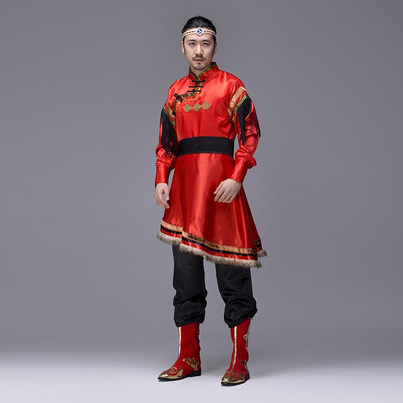 Traditional Mongolian Costumes for Men Grassland National Genghis Khan Riding Dance Stage Performance Asia Adult Waer: Color3 / M