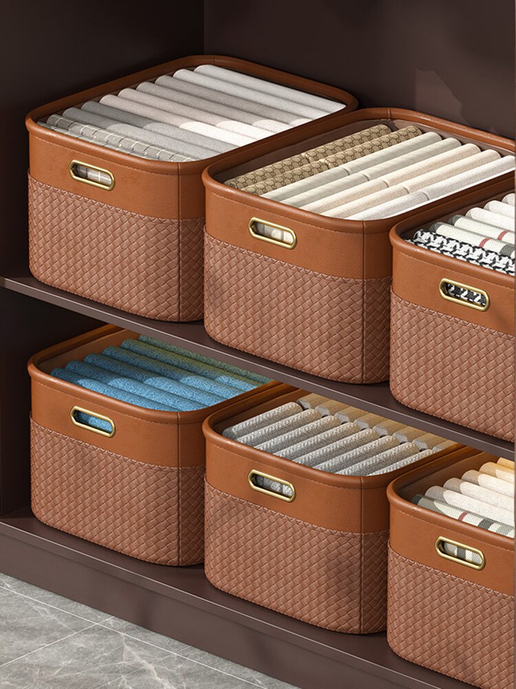 Joybos tøj arrangører opbevaring kurv garderobe skab arrangør boks vasketøjskurv imiteret læder hjem opbevaring organisation