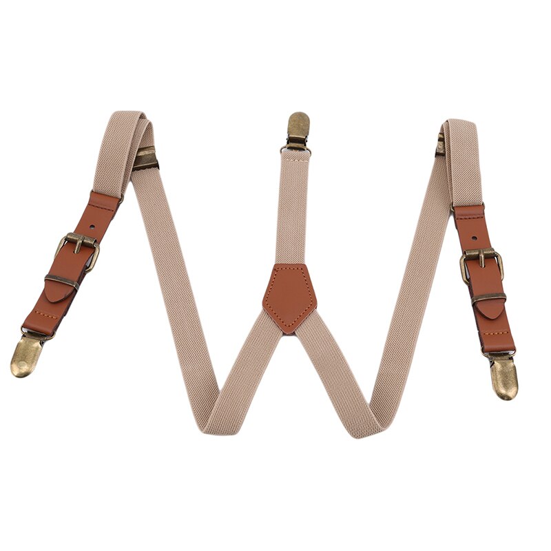 Kids Suspenders Children Adjustable Elastic Y-Back Metal Clips Suspender For Kid On Party Wedding Clothes Accessories: Beige
