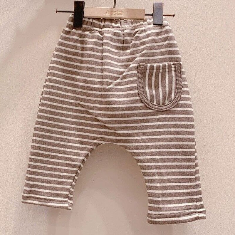 Automne bébé vêtements garçons et filles bébé ample décontracté pantalons longs poche tout-match rayé bambin pantalon enfants pantalons