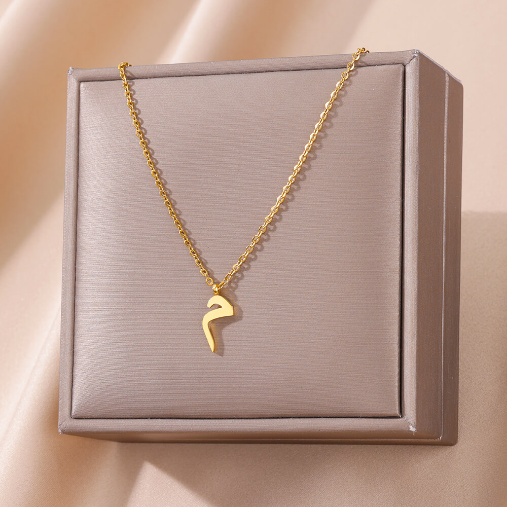 Collar del alfabeto árabe para mujer, gargantilla Simple de acero inoxidable con letras y nombre, amuleto de la suerte, joyería musulmana para mujer