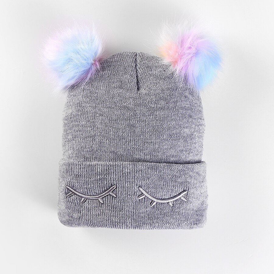 Gorros de niña de unicornio, sombrero con pompón, gorro de punto para niño y niña, gorra de , Gorros de bebé,: Gris