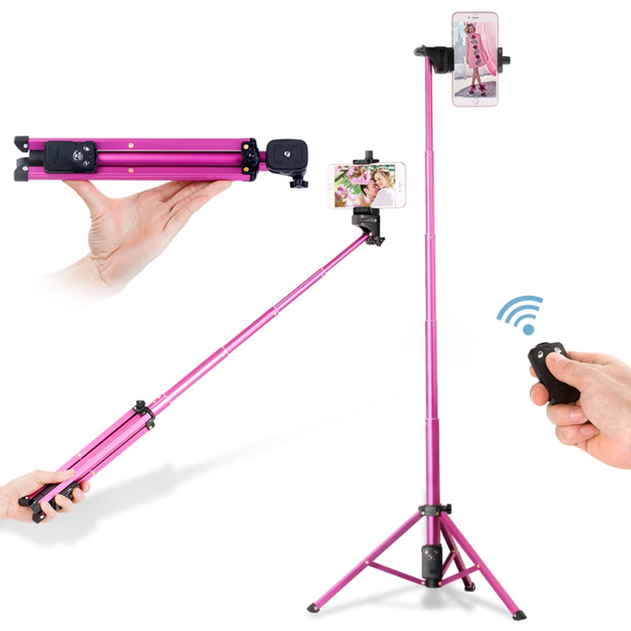 Bluetooth Selfie Stick with Tripod Monopod for iPhone Xiaomi Samsung Android Phones Cameras Mounts Holder for Video Bloggers