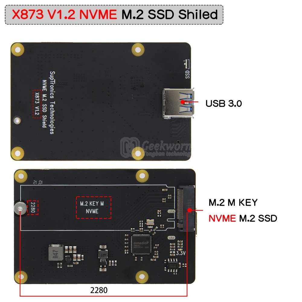 Himbeere Pi 4 Modell B M.2 NVMe SSD Schild 2280/2260/2242/2230, X872 Lagerung Erweiterung Gremium für Himbeere Pi 4 Modell B
