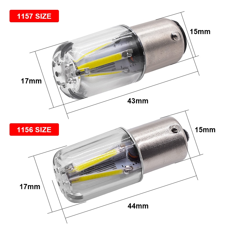 Eurs 1Pcs 1156 P21W BA15S 1157 BAY15D Cob Led Filament Chip Auto Remlichten Auto Reverse Lamp Parking Lamp 12V Rood Wit Geel