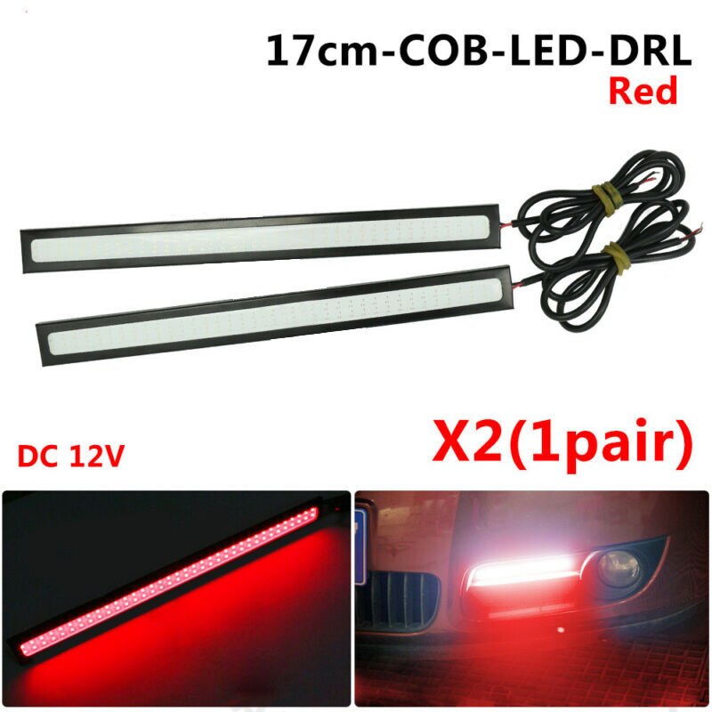 Set Car LED Lights 17cm RED Replacement Luminous 2Pcs 12V DRL Fog Lamp