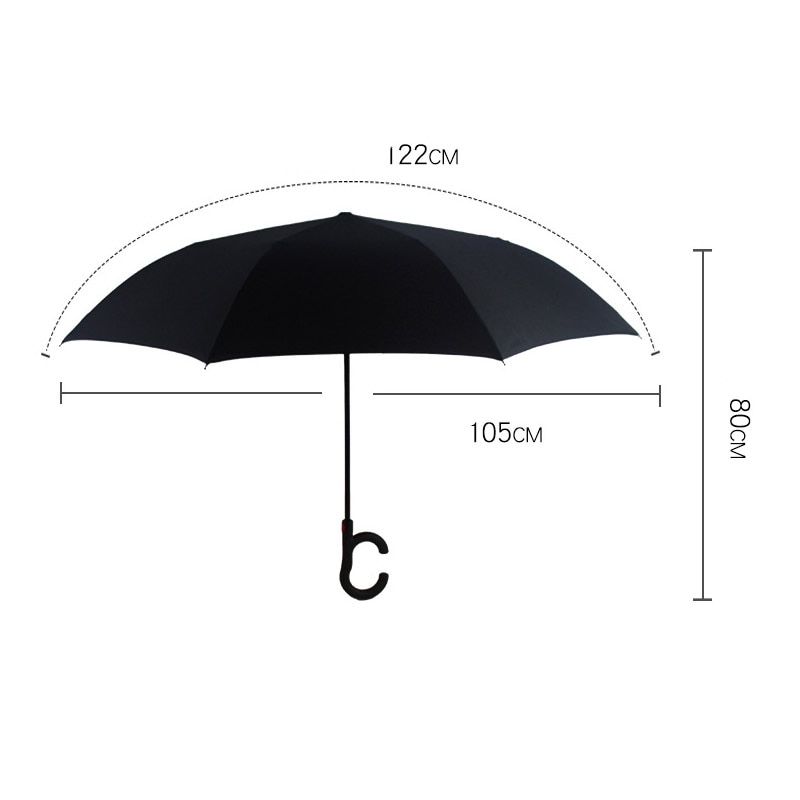 C Handvat Reverse Opvouwbare Paraplu Man Vrouwen Zon Regen Auto Semi-Automatische Paraplu Dubbele Laag Anti Uv Self Stand Parapluie